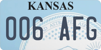 KS license plate 006AFG