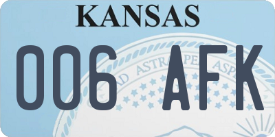 KS license plate 006AFK