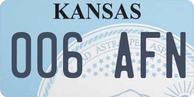 KS license plate 006AFN