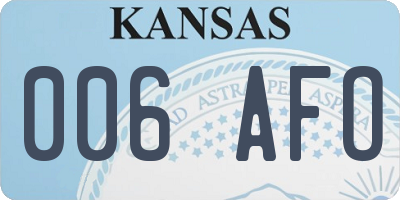 KS license plate 006AFO