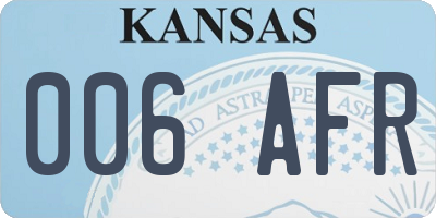 KS license plate 006AFR