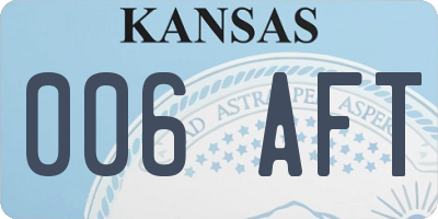 KS license plate 006AFT