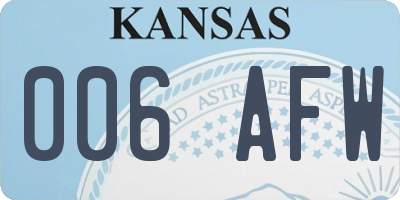 KS license plate 006AFW