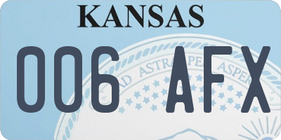 KS license plate 006AFX
