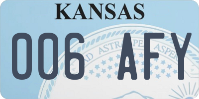 KS license plate 006AFY