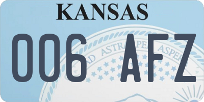KS license plate 006AFZ