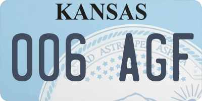 KS license plate 006AGF