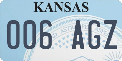 KS license plate 006AGZ