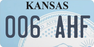 KS license plate 006AHF