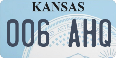 KS license plate 006AHQ