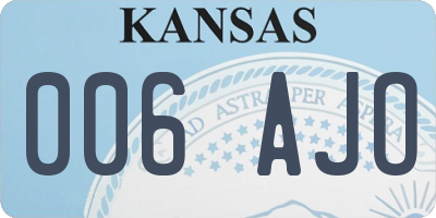 KS license plate 006AJO