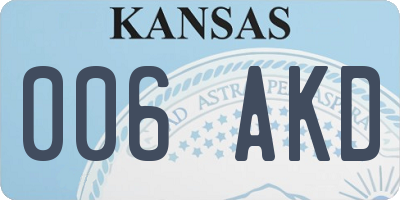 KS license plate 006AKD