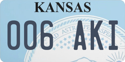 KS license plate 006AKI