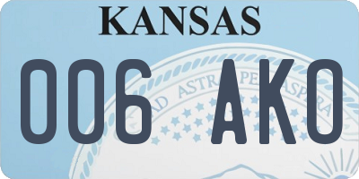 KS license plate 006AKO