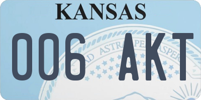 KS license plate 006AKT