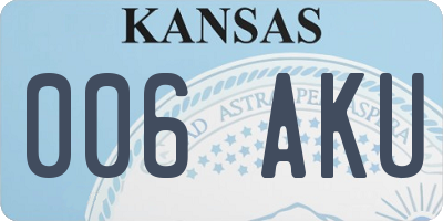 KS license plate 006AKU