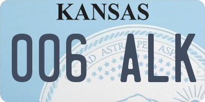KS license plate 006ALK