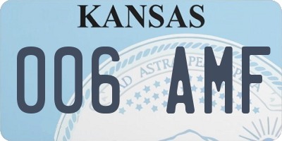 KS license plate 006AMF