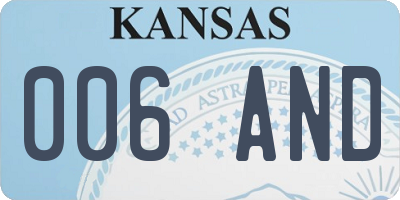 KS license plate 006AND