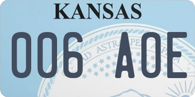 KS license plate 006AOE