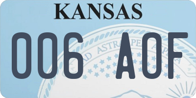 KS license plate 006AOF