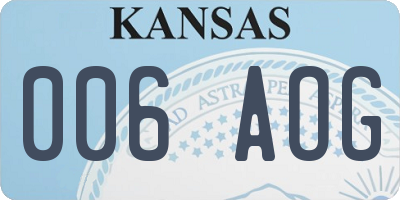 KS license plate 006AOG