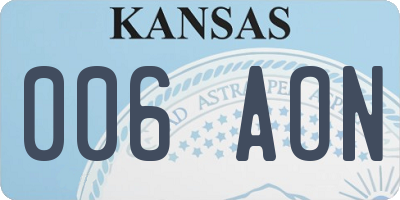 KS license plate 006AON