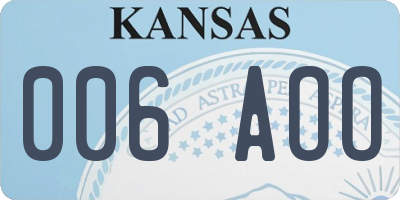KS license plate 006AOO