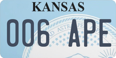 KS license plate 006APE