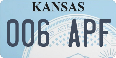 KS license plate 006APF