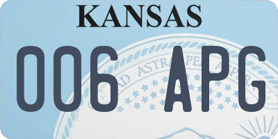 KS license plate 006APG