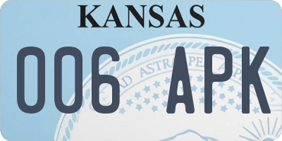 KS license plate 006APK