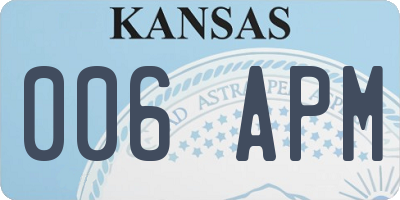 KS license plate 006APM
