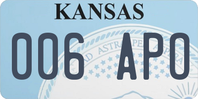 KS license plate 006APO