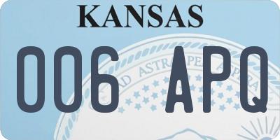 KS license plate 006APQ