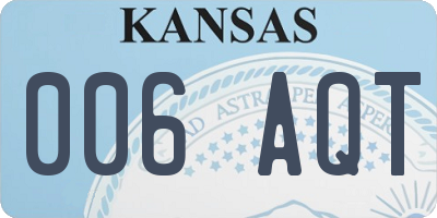 KS license plate 006AQT