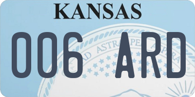 KS license plate 006ARD