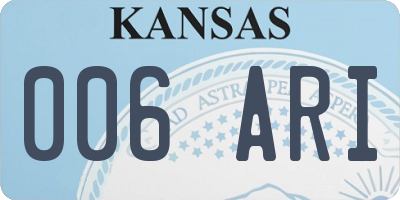 KS license plate 006ARI