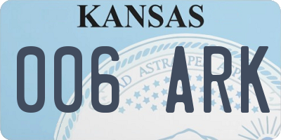 KS license plate 006ARK