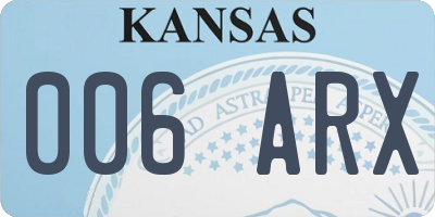 KS license plate 006ARX