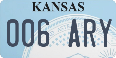 KS license plate 006ARY