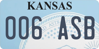KS license plate 006ASB