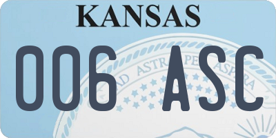 KS license plate 006ASC