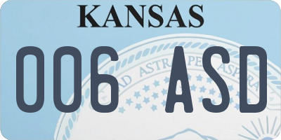 KS license plate 006ASD