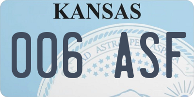 KS license plate 006ASF