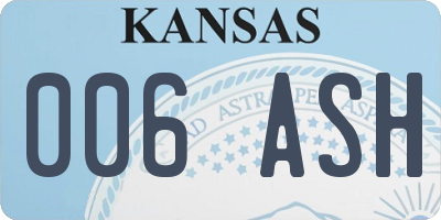 KS license plate 006ASH