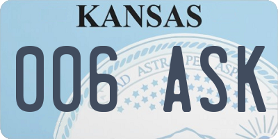 KS license plate 006ASK