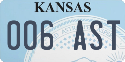 KS license plate 006AST