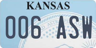 KS license plate 006ASW