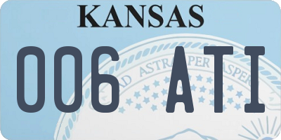 KS license plate 006ATI